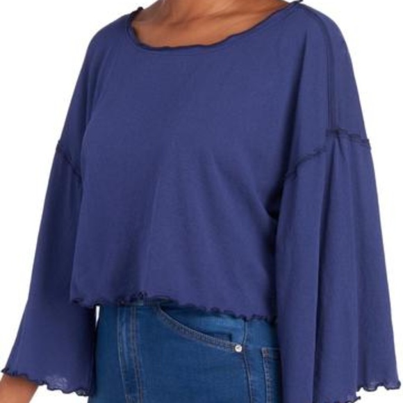 NWT Free People Bird Gang Crop Top Bell Sleeve - Picture 3 of 8